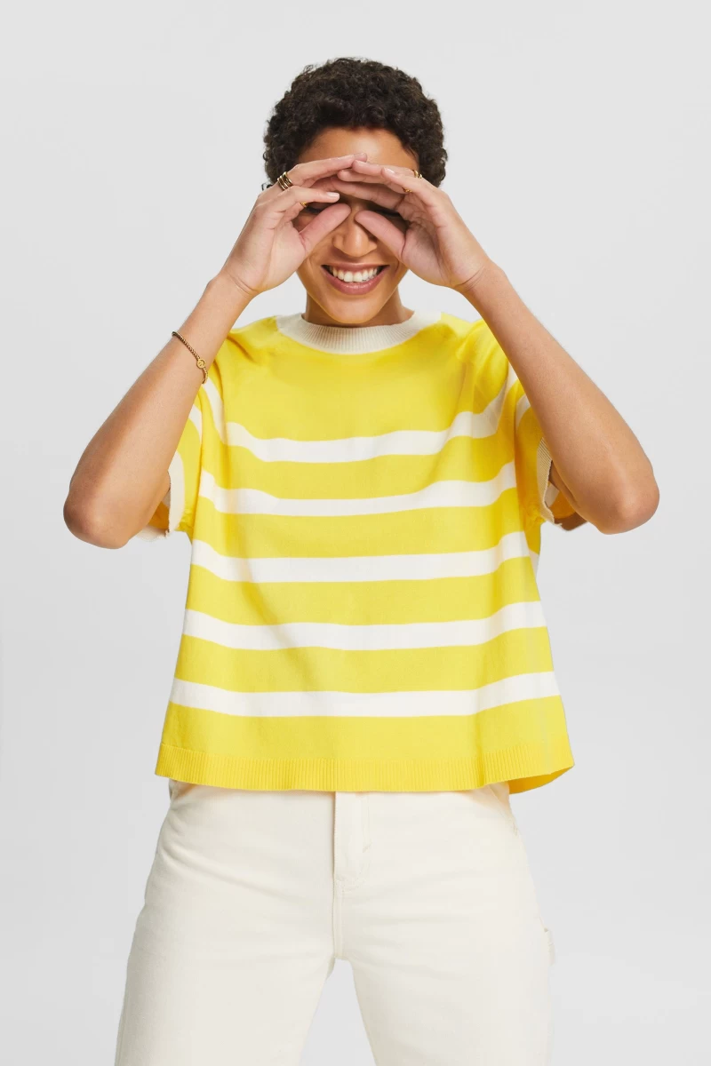 Striped Cotton Top- yellow- jersey fino rayas amarillo