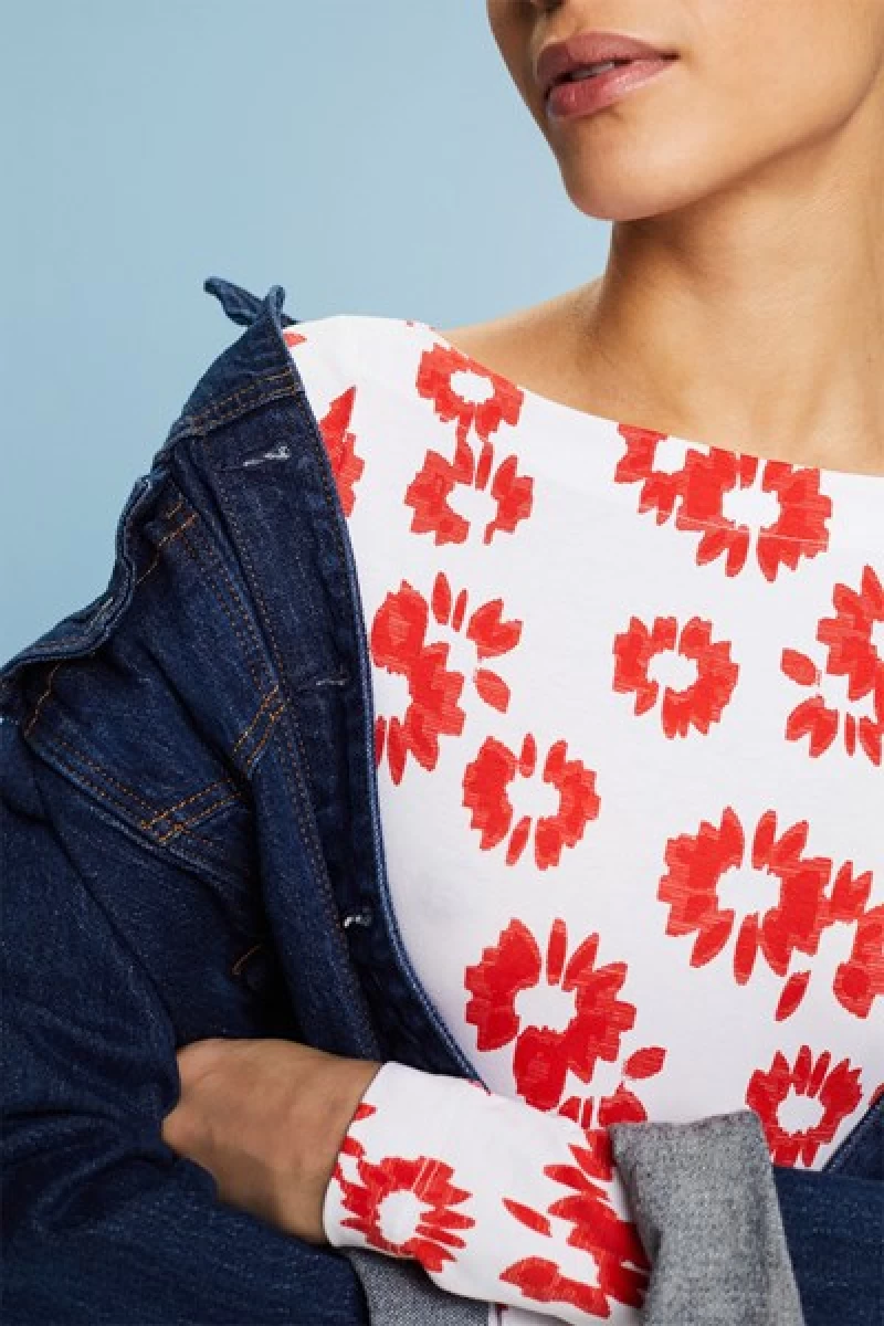 Camiseta Printed Longsleeve Top - red flowers