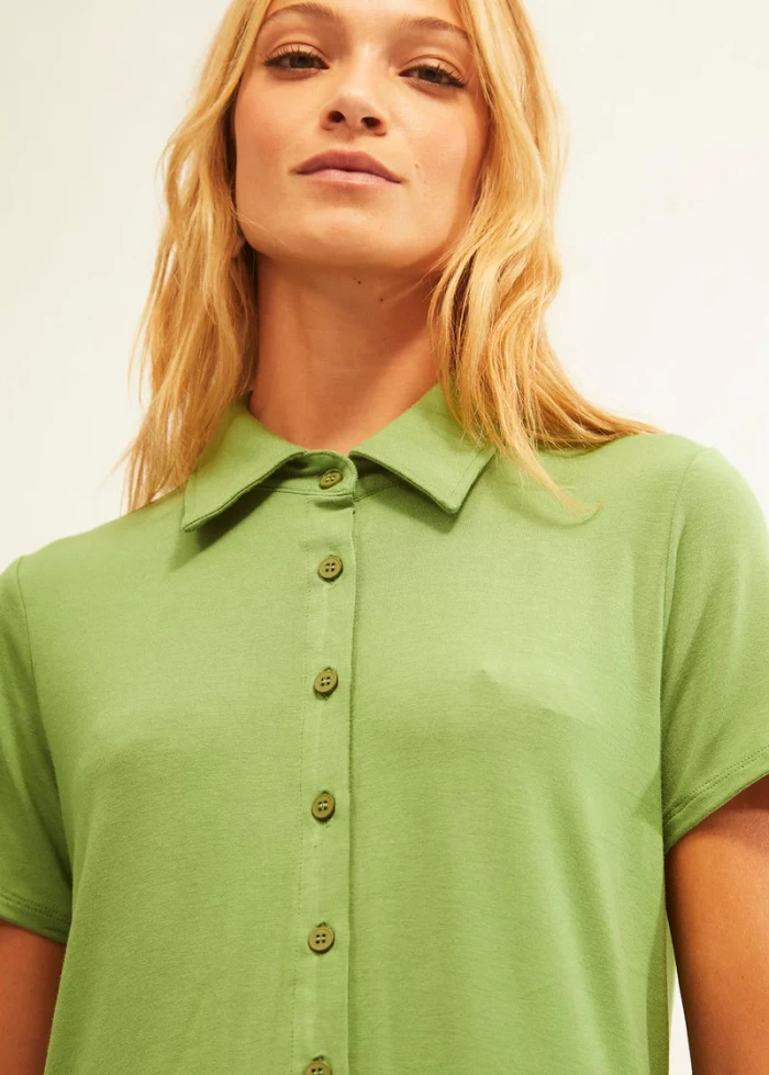 Camisa viscosa elastica- olive green