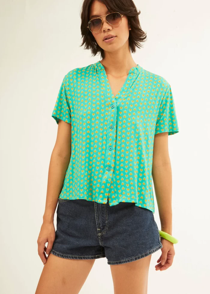 Camisa elastica- indy turquoise green