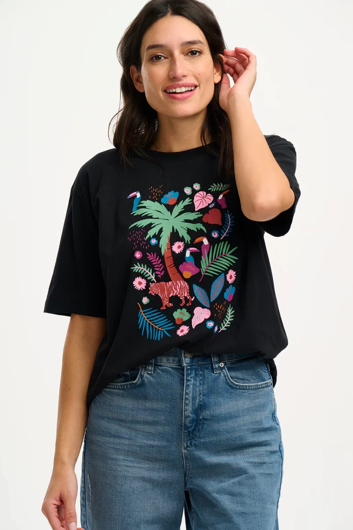 Kinsley Relaxed T-shirt - Black, Tigers & Toucans