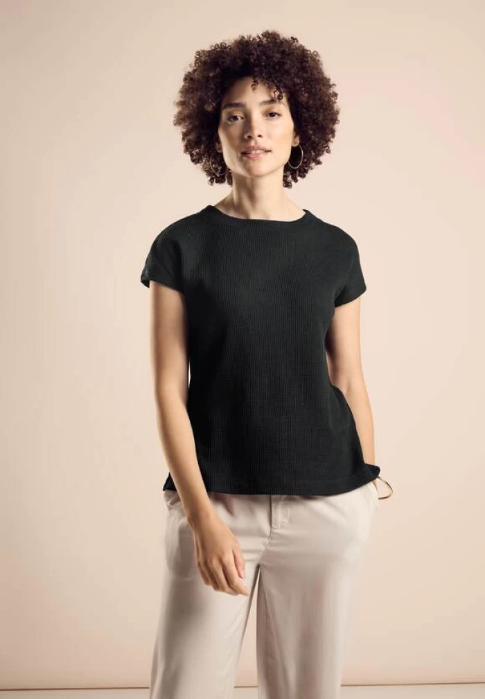 Camiseta black basic- knit look shirt