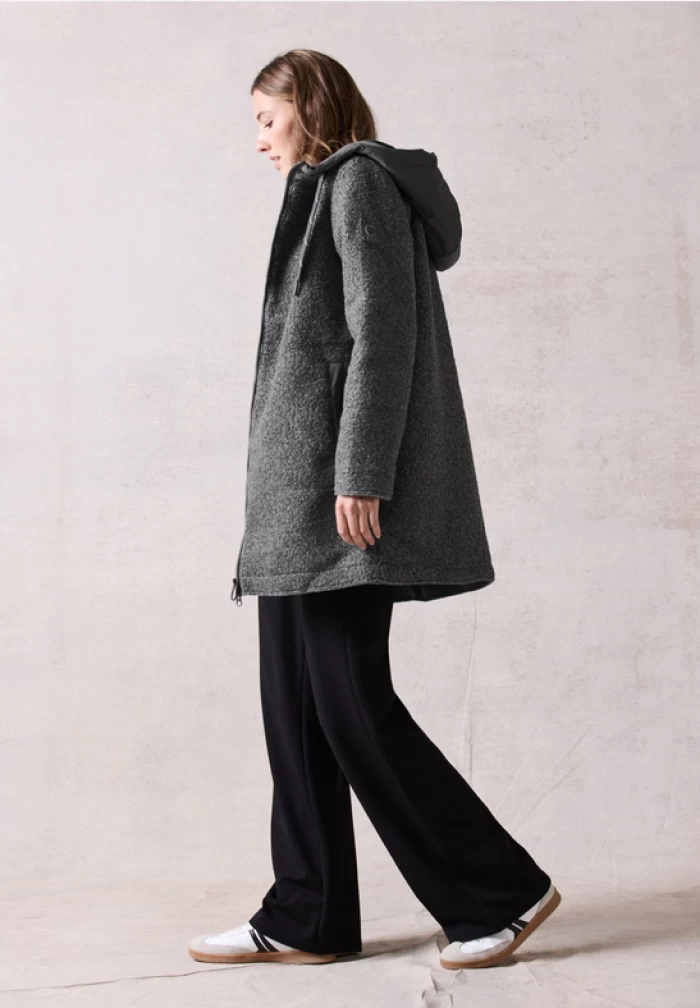 Curly Fake Wool Coat Grey