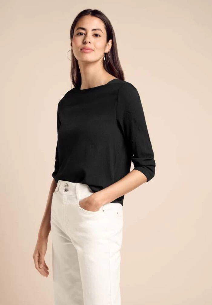 Camiseta cuello cuadrado negro-structure shirt w.square neck