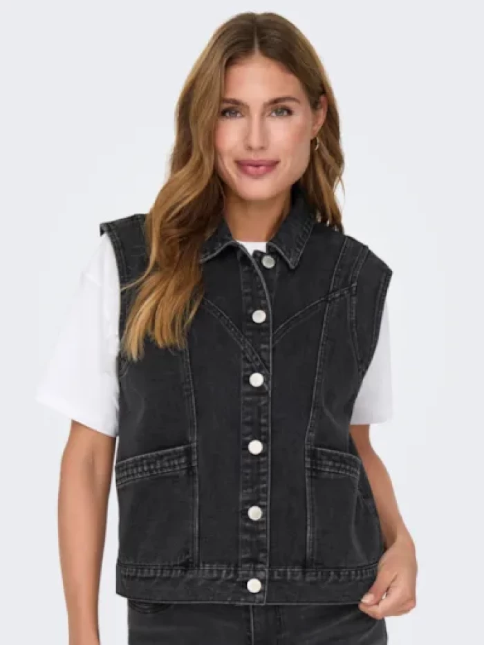 Chaleco denim negro -julie - ONLKENNEDY S/L DNM WAISTCOAT 