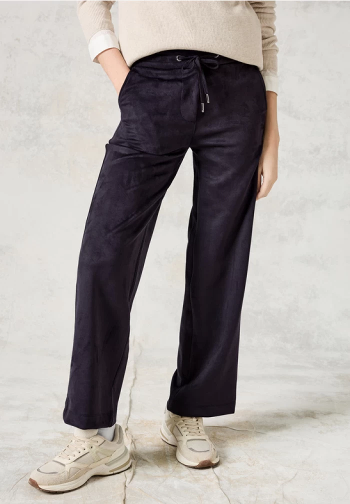 Pantalones gris oscuro- Style Neele Fake Velours