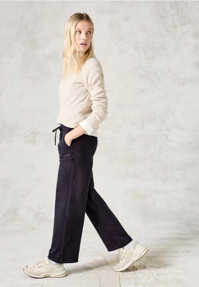 Pantalones gris oscuro- Style Neele Fake Velours