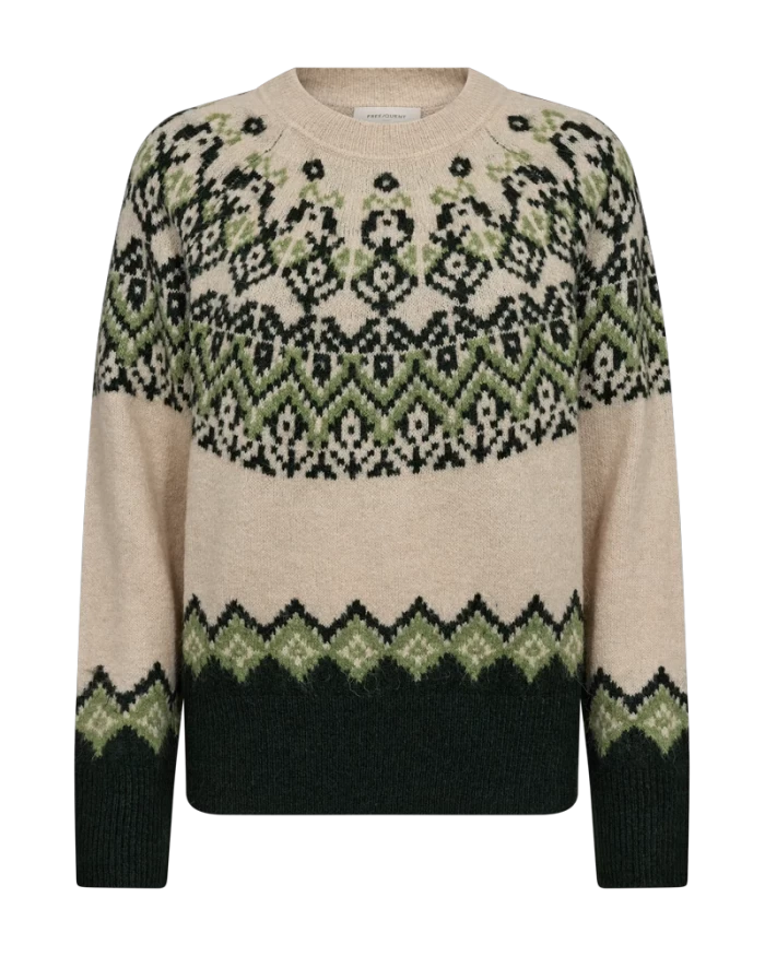 Jersey Oslo en beige y verde FQMERLA  FREE QUENT