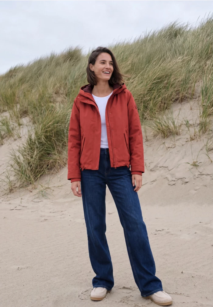 Chaqueta impermeable 2 en 1 color teja CECIL