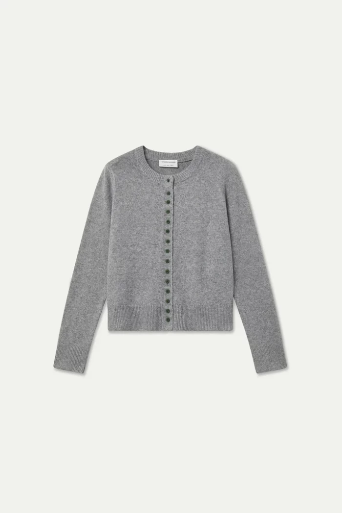 Cárdigan gris claro con botones verdes COMPAÑIA FANTASTICA
