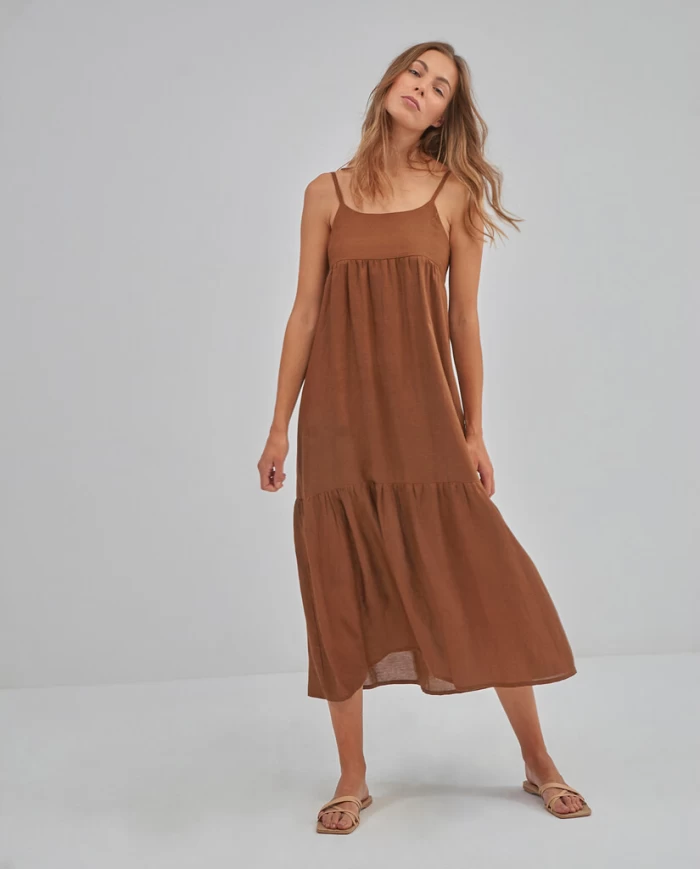 Strapless backless dress Brown
