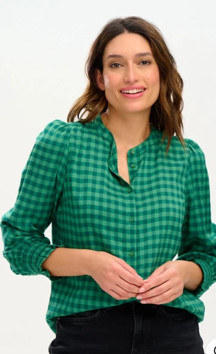 Green Checkers Shirt- green gingham